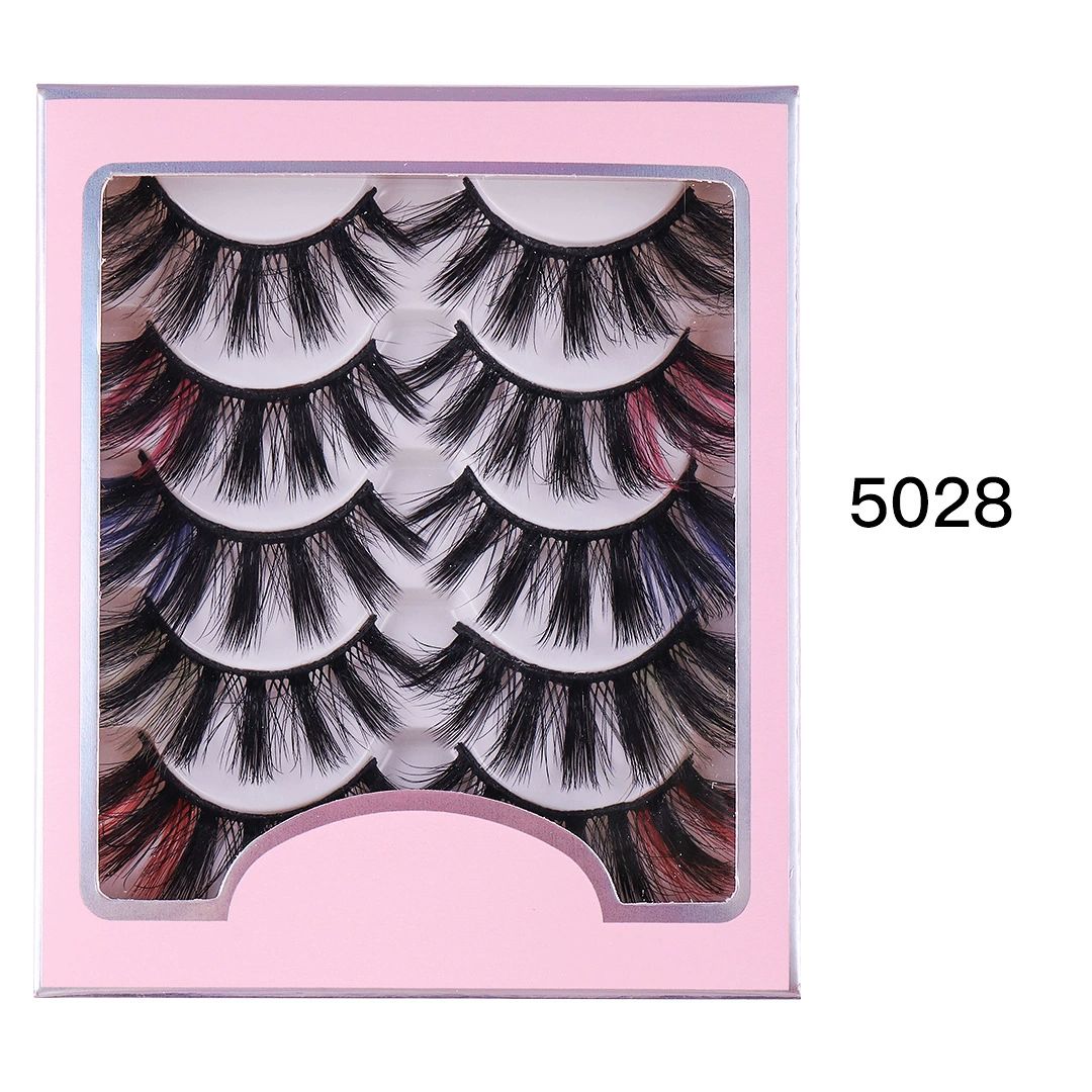 Lashes Pack 5 Pairs Fluffy Faux Mink Eyelashes Soft Handmade False Eye Lashes for Dramatic Makeup view 8