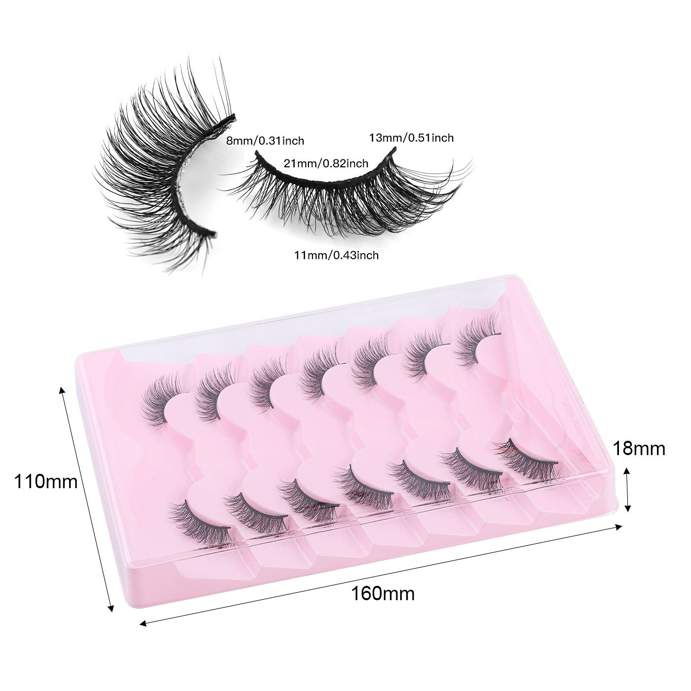 Natural Lashes Half Lashes Natural Look False Wispy Eyelashes Clear Band Lashes Pack 3D Faux Mink Lashes 7 Pairs view 6