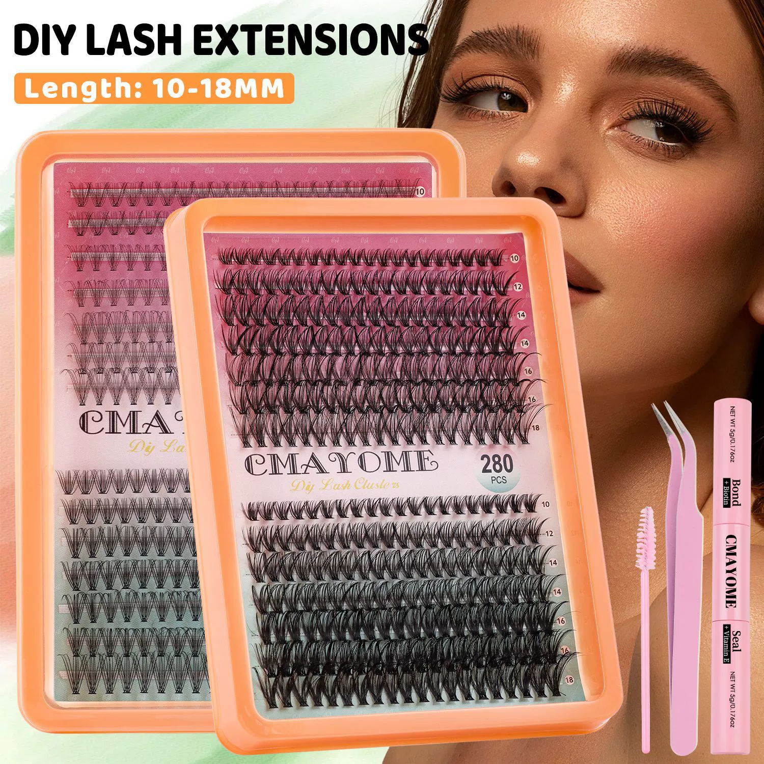 Lash Clusters Kit Anime Eyelash Clusters Kit Wispy Cluster Eyelash Extension Kit DIY Lash Extension Kit 10-16mm Spiky Individual Lashes with Bond and Seal Lash Glue, Tweezers and Remover