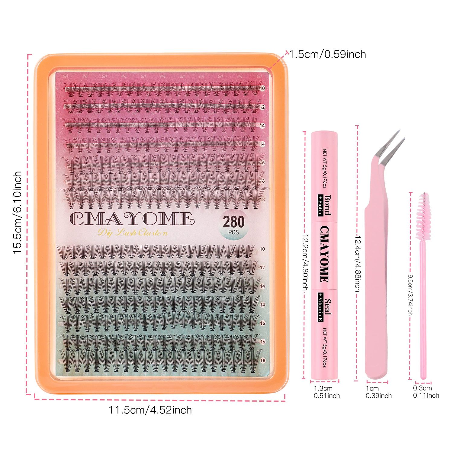 Lash Clusters Kit Anime Eyelash Clusters Kit Wispy Cluster Eyelash Extension Kit DIY Lash Extension Kit 10-16mm Spiky Individual Lashes with Bond and Seal Lash Glue, Tweezers and Remover