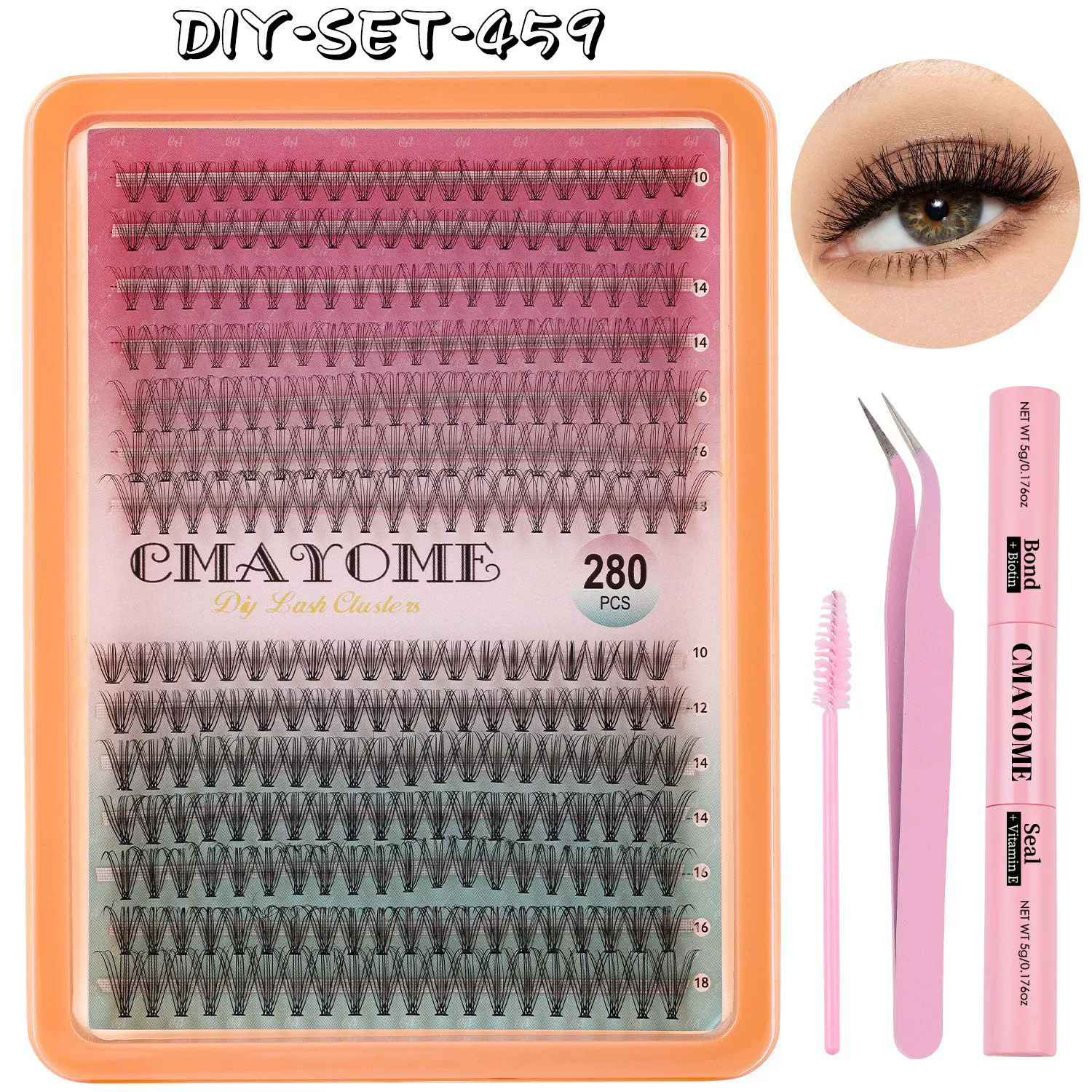 Lash Clusters Kit Anime Eyelash Clusters Kit Wispy Cluster Eyelash Extension Kit DIY Lash Extension Kit 10-16mm Spiky Individual Lashes with Bond and Seal Lash Glue, Tweezers and Remover