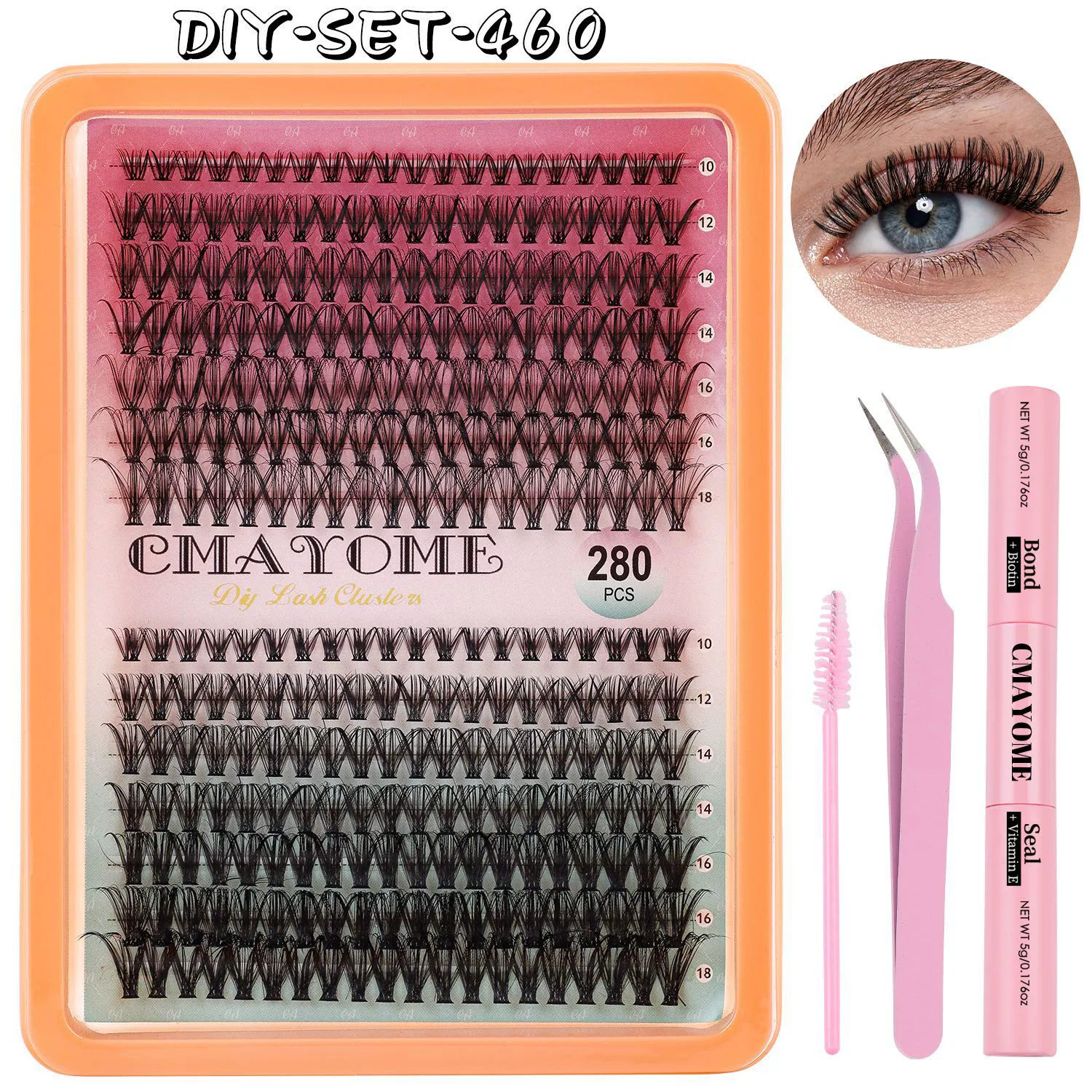 Lash Clusters Kit Anime Eyelash Clusters Kit Wispy Cluster Eyelash Extension Kit DIY Lash Extension Kit 10-16mm Spiky Individual Lashes with Bond and Seal Lash Glue, Tweezers and Remover