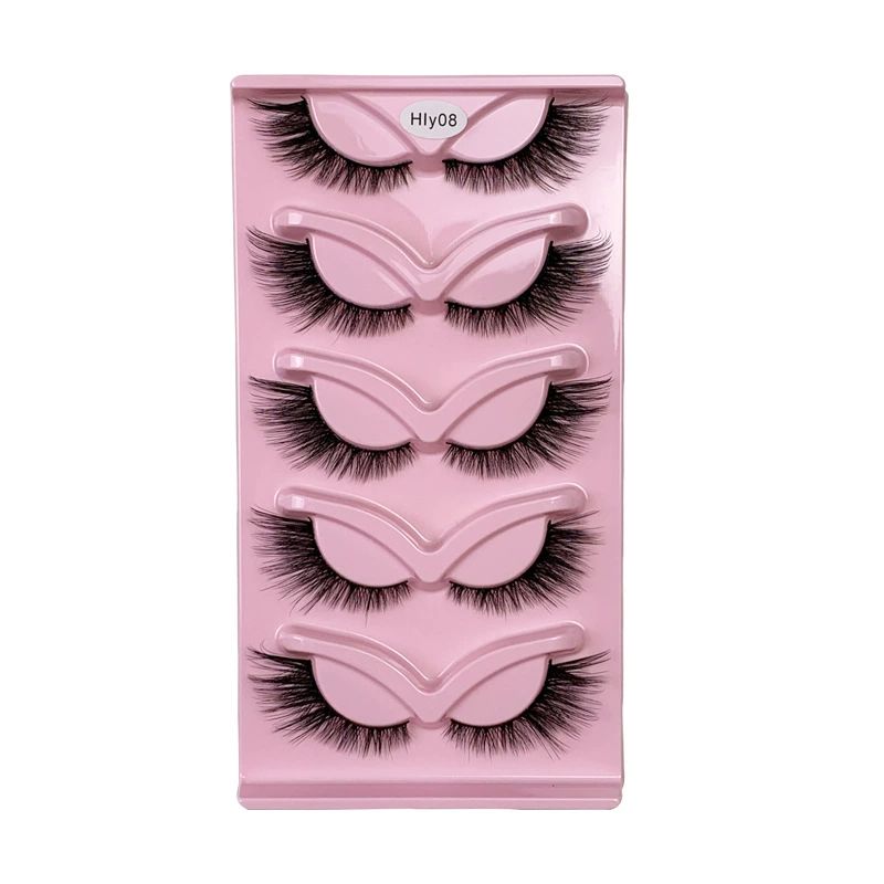 False Eyelashes with Clear Band 3D Fluffy Lashes Demi-wispies Natural Look Cat Eye Faux Mink Fluttery Eyelashes 15MM D Curl Eye Lashes Pack 7 Pairs