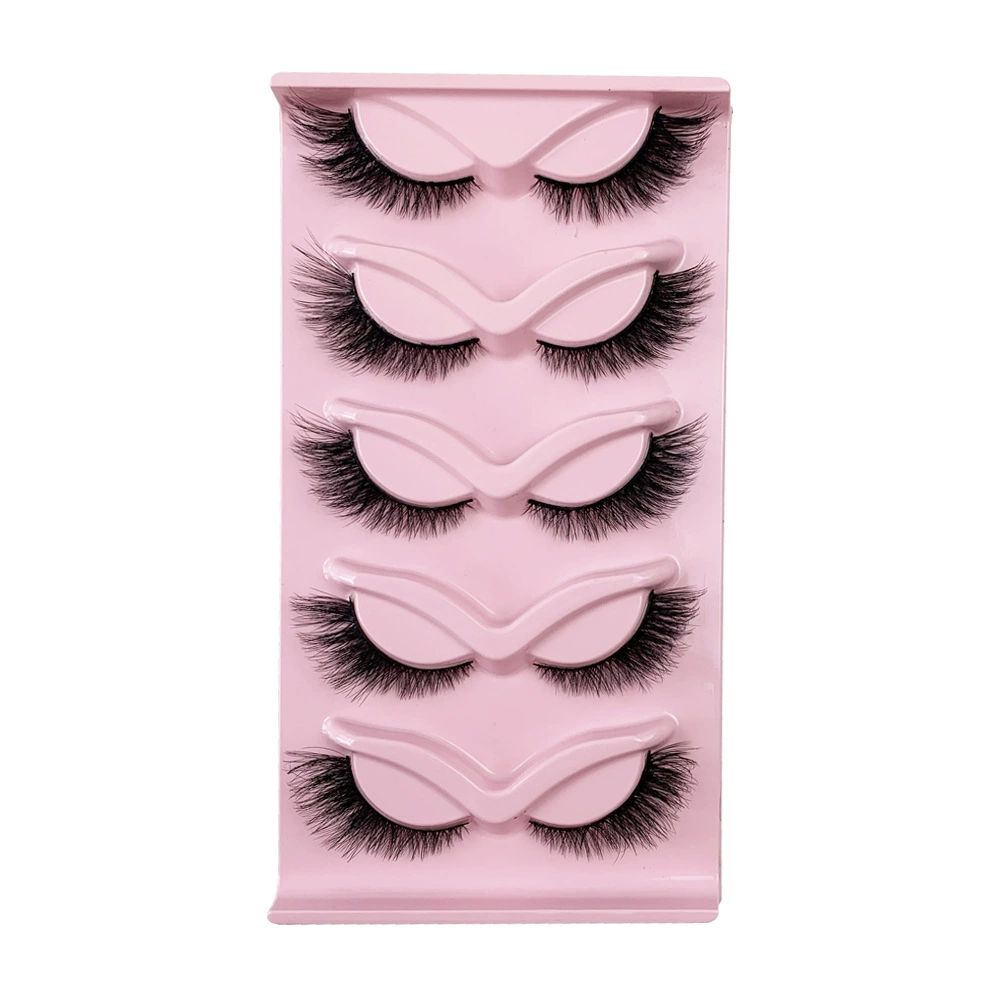 False Eyelashes with Clear Band 3D Fluffy Lashes Demi-wispies Natural Look Cat Eye Faux Mink Fluttery Eyelashes 15MM D Curl Eye Lashes Pack 7 Pairs