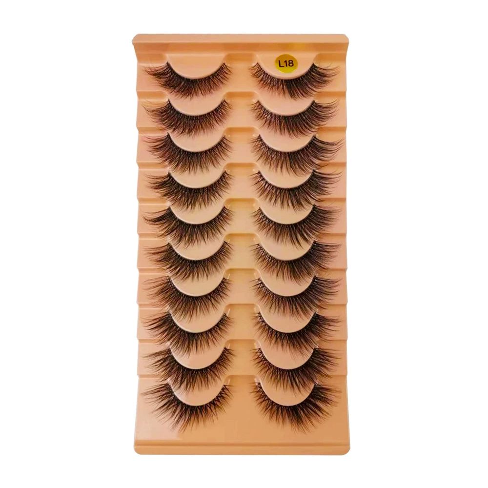 False Eyelashes with Clear Band 3D Fluffy Lashes Demi-wispies Natural Look Cat Eye Faux Mink Fluttery Eyelashes 15MM D Curl Eye Lashes Pack 7 Pairs