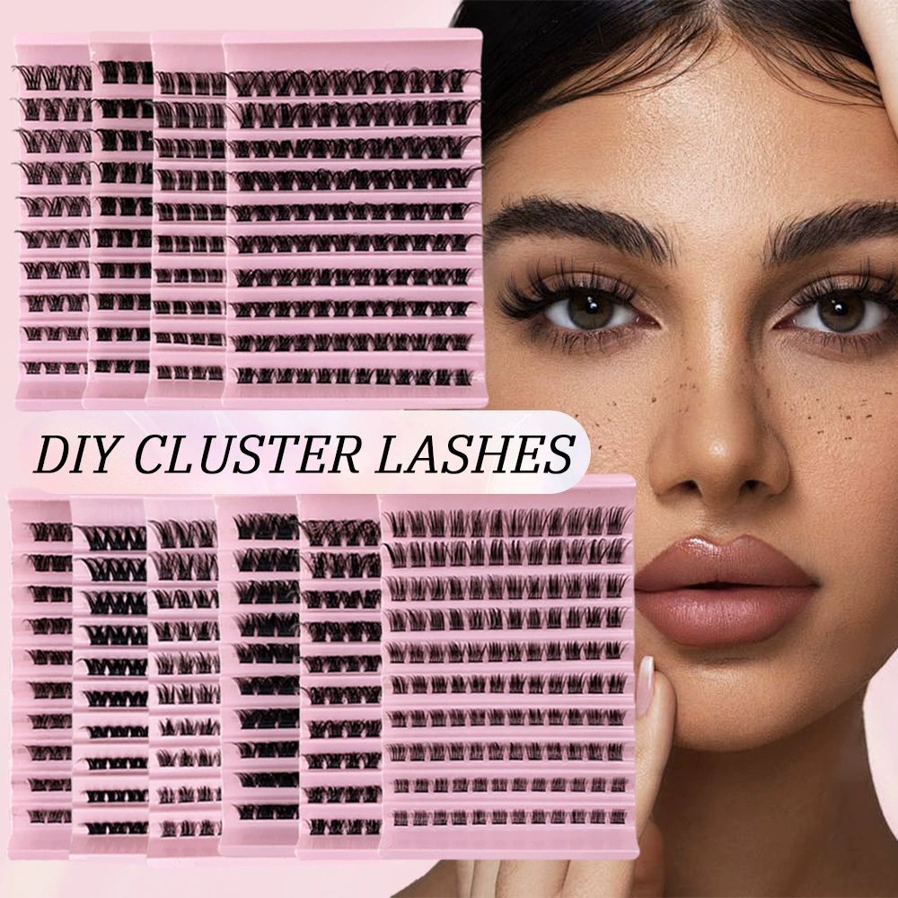 Natural Wispy Lash Clusters 9-14MM D Curl Eyelash Clusters,9mm 10mm 12mm 14mm False Eyelashes 90pcs Cluster Eyelash Extensions