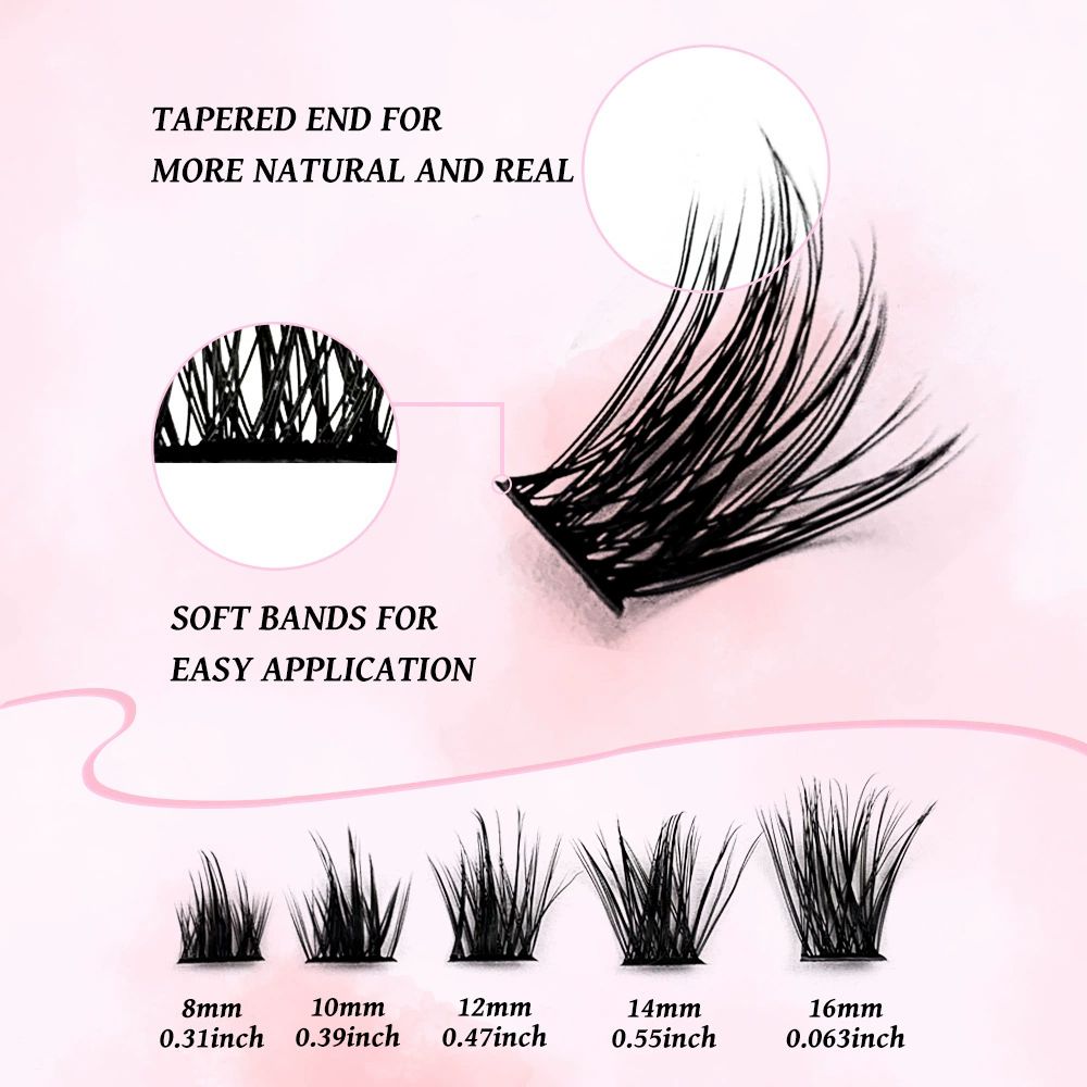 Natural Wispy Lash Clusters 9-14MM D Curl Eyelash Clusters,9mm 10mm 12mm 14mm False Eyelashes 90pcs Cluster Eyelash Extensions