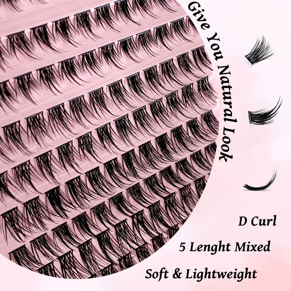 Natural Wispy Lash Clusters 9-14MM D Curl Eyelash Clusters,9mm 10mm 12mm 14mm False Eyelashes 90pcs Cluster Eyelash Extensions