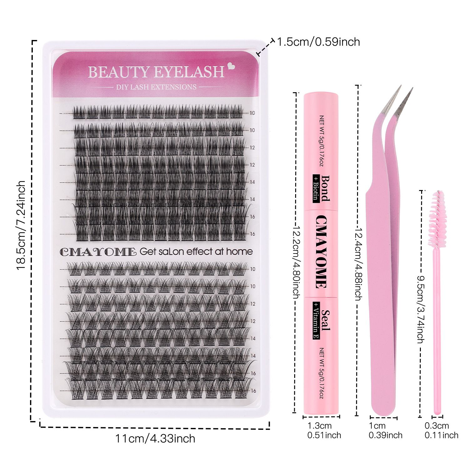Lash Clusters Kit with Bottom Lashes Extension 120D Thick Volume Cluster Lashes Waterproof Cluster Eyelash Extensions Kit D Curl Eyelash Extension Kit Fluffy 10-18 mm Individual Lashes view 10