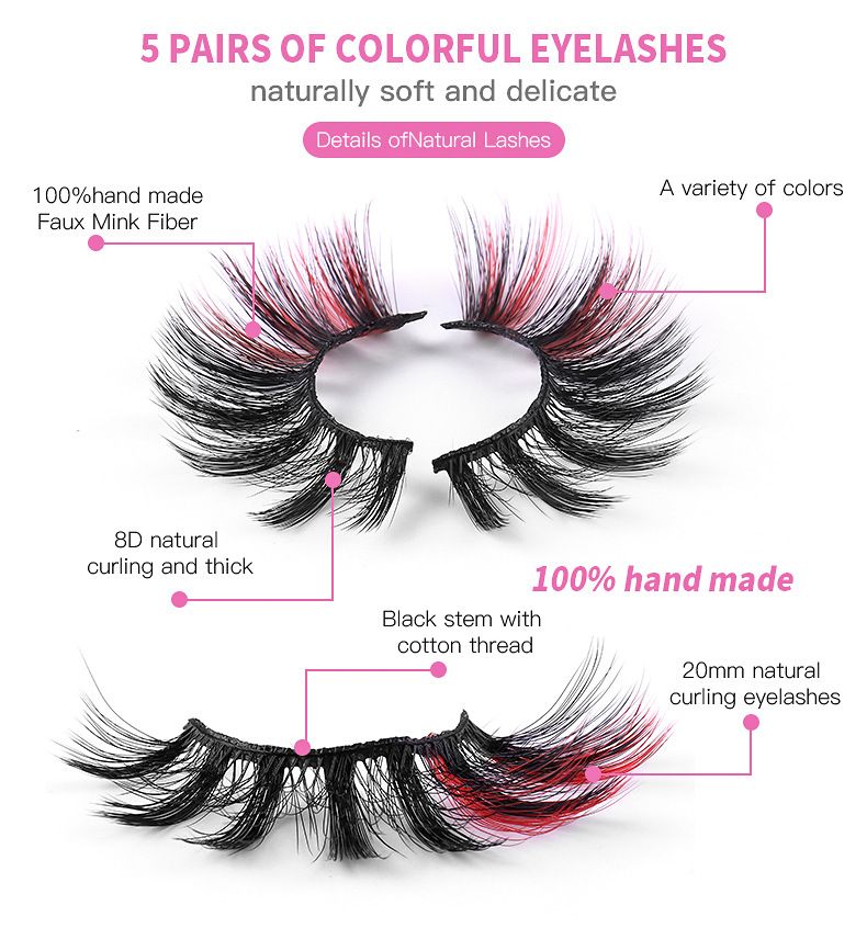 Lashes Pack 5 Pairs Fluffy Faux Mink Eyelashes Soft Handmade False Eye Lashes for Dramatic Makeup view 5