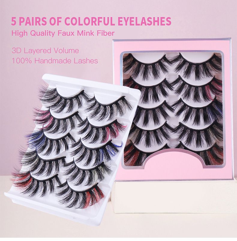 Lashes Pack 5 Pairs Fluffy Faux Mink Eyelashes Soft Handmade False Eye Lashes for Dramatic Makeup view 4