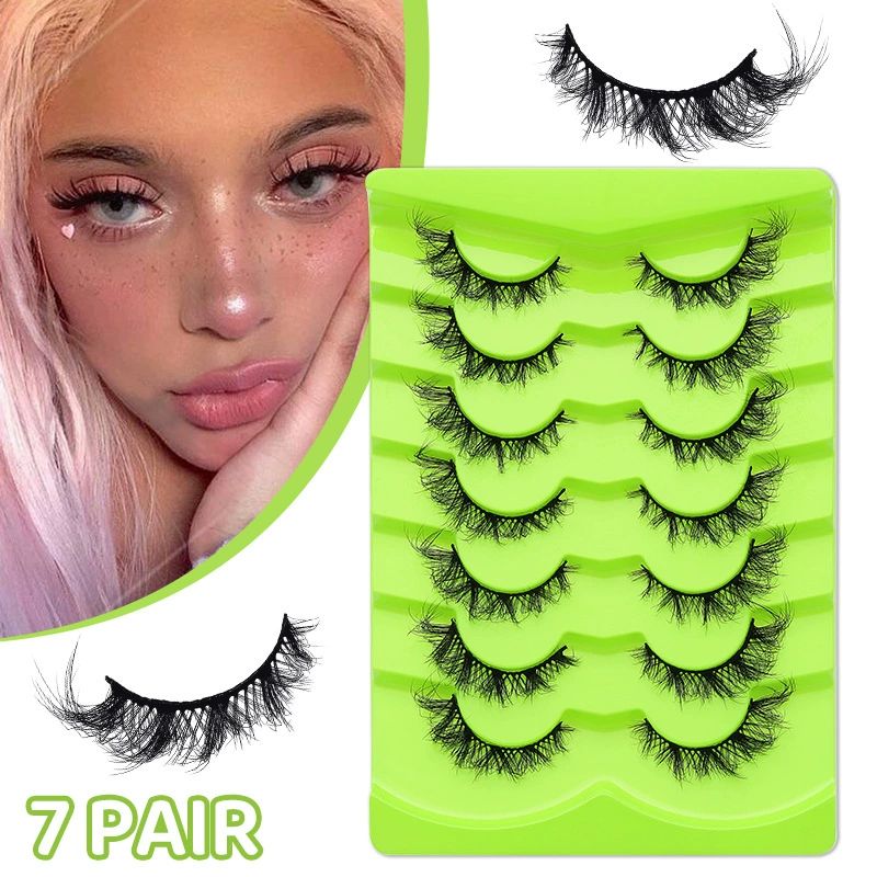 NEW 7pairs Cat eye Eyelashes 3D Natural False Lashes 5d Fluffy Soft Cross Manga Lashes Wispy Natural Eyelash Extension Makeup