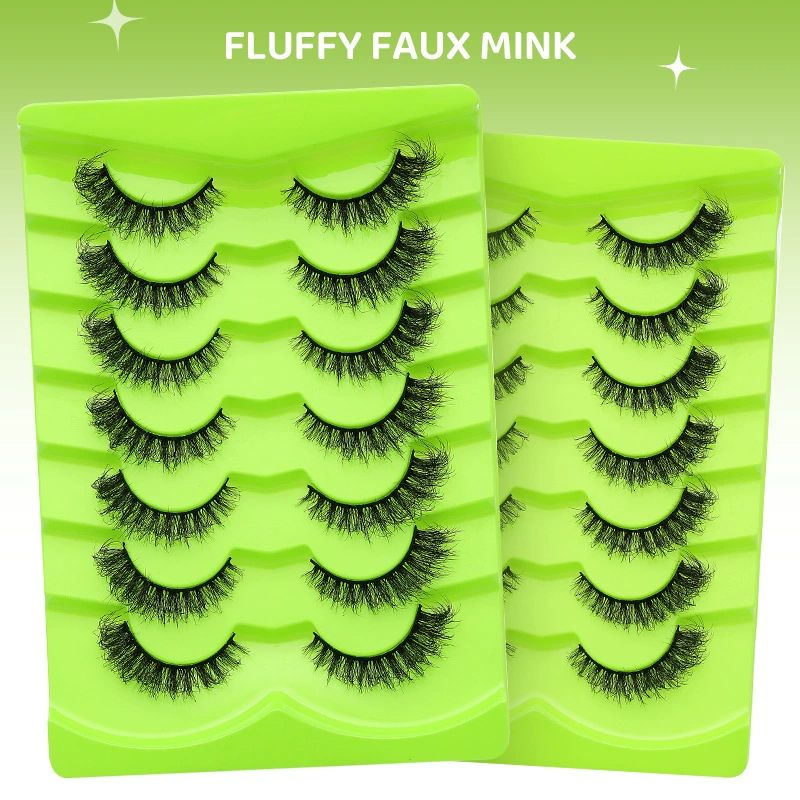NEW 7pairs Cat eye Eyelashes 3D Natural False Lashes 5d Fluffy Soft Cross Manga Lashes Wispy Natural Eyelash Extension Makeup view 2