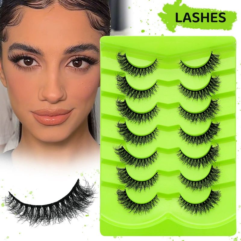 NEW 7pairs Cat eye Eyelashes 3D Natural False Lashes 5d Fluffy Soft Cross Manga Lashes Wispy Natural Eyelash Extension Makeup view 4
