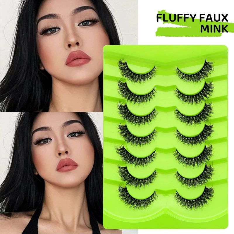 NEW 7pairs Cat eye Eyelashes 3D Natural False Lashes 5d Fluffy Soft Cross Manga Lashes Wispy Natural Eyelash Extension Makeup view 3