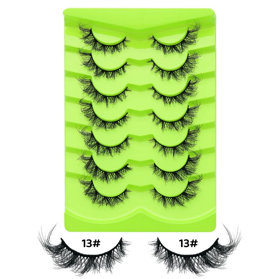 NEW 7pairs Cat eye Eyelashes 3D Natural False Lashes 5d Fluffy Soft Cross Manga Lashes Wispy Natural Eyelash Extension Makeup view 5