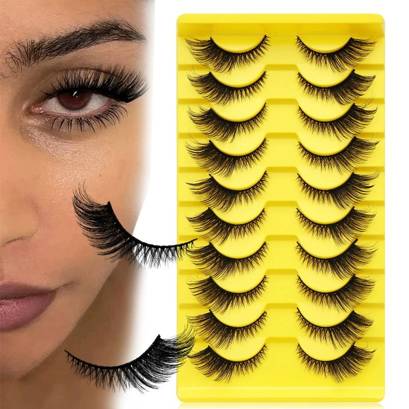 Natural Lashes Cat Eye False Eyelashes Wispy Mink Lashes that Look Like Extensions Fox Eye Lashes 9 Pairs view 2