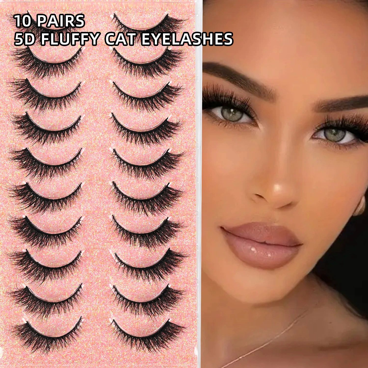 False Eyelashes 10 Pairs 3D Natural Wispy Lashes Cat Eye Lashes Mink Lashes Fluffy Thick And Soft Lashes
