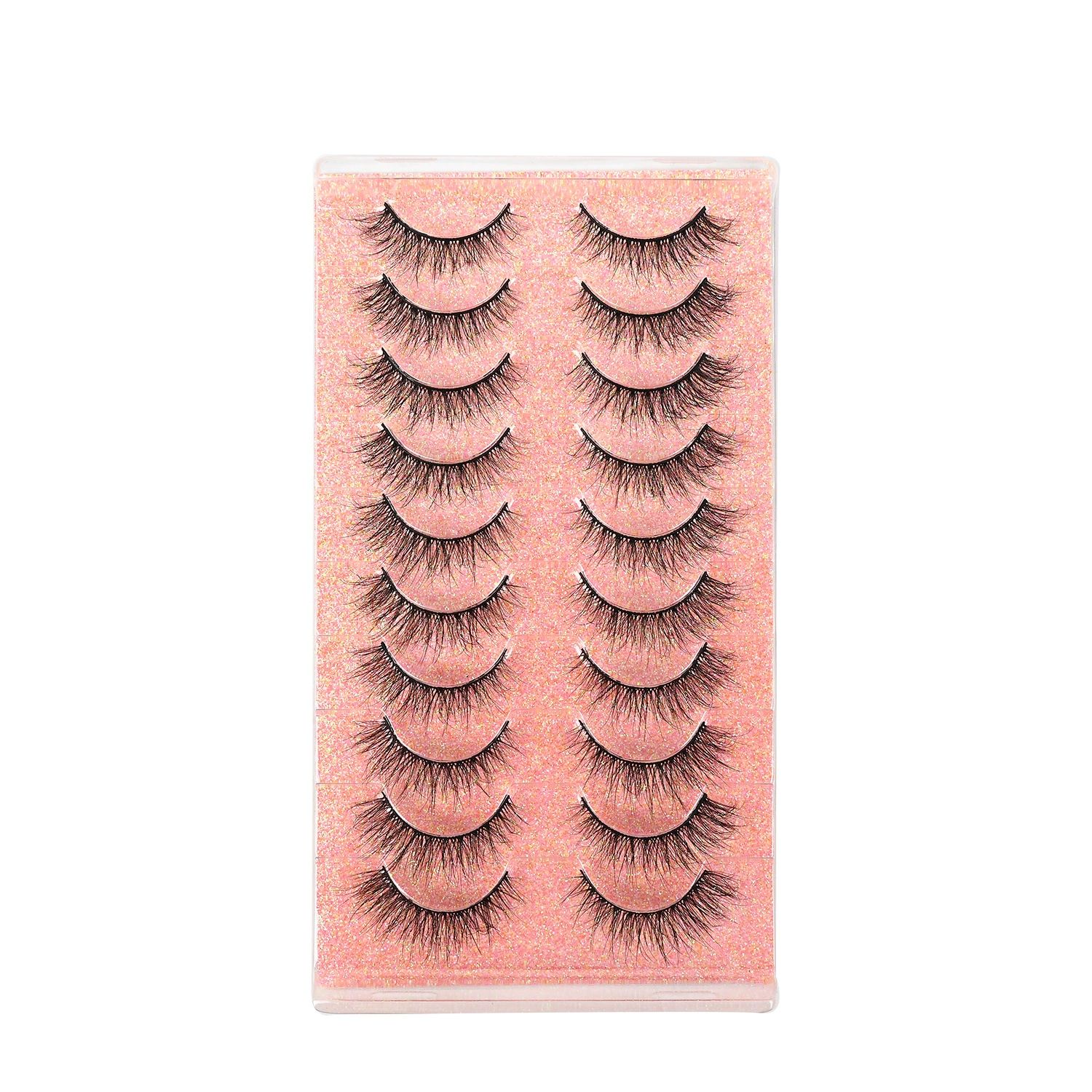 False Eyelashes 10 Pairs 3D Natural Wispy Lashes Cat Eye Lashes Mink Lashes Fluffy Thick And Soft Lashes