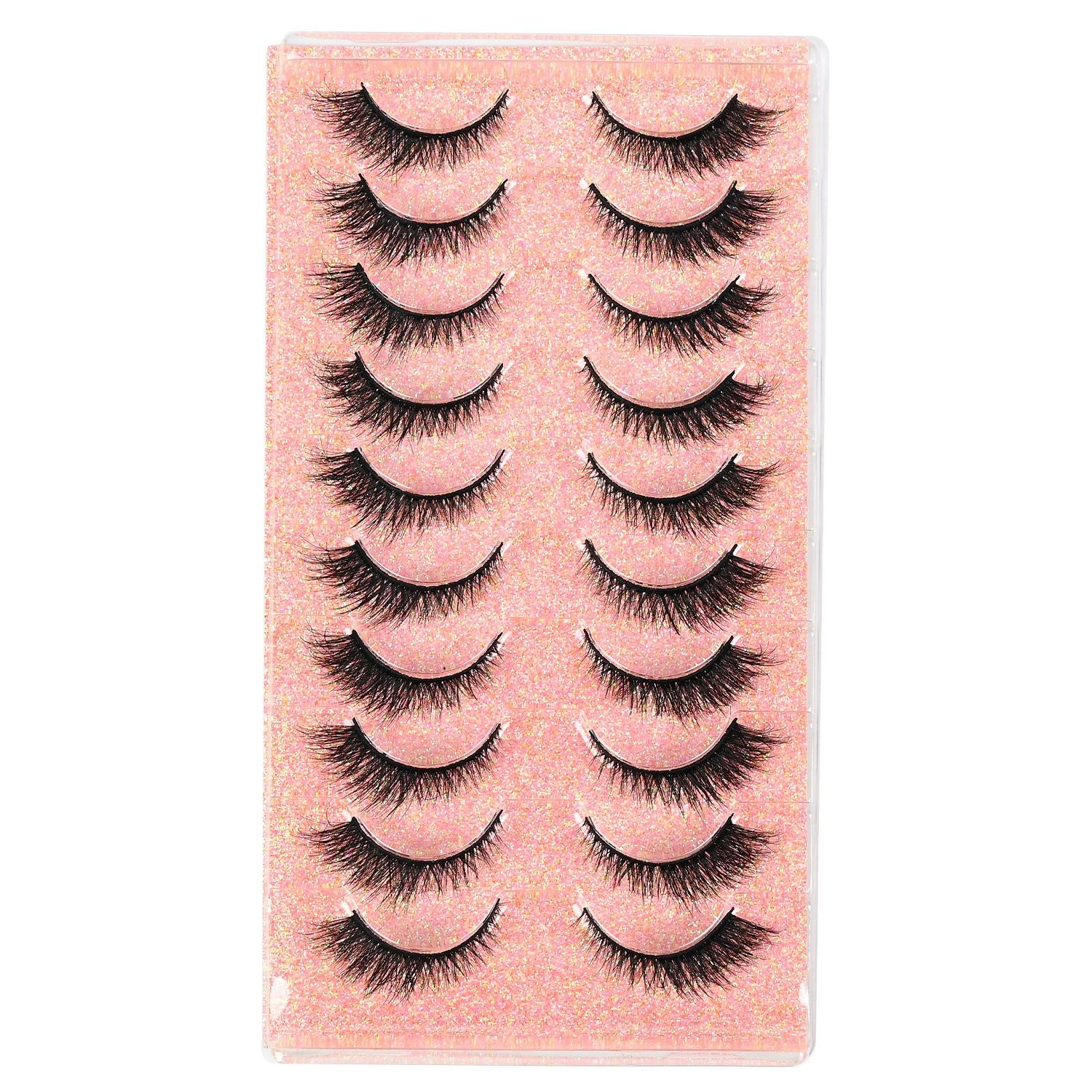 False Eyelashes 10 Pairs 3D Natural Wispy Lashes Cat Eye Lashes Mink Lashes Fluffy Thick And Soft Lashes