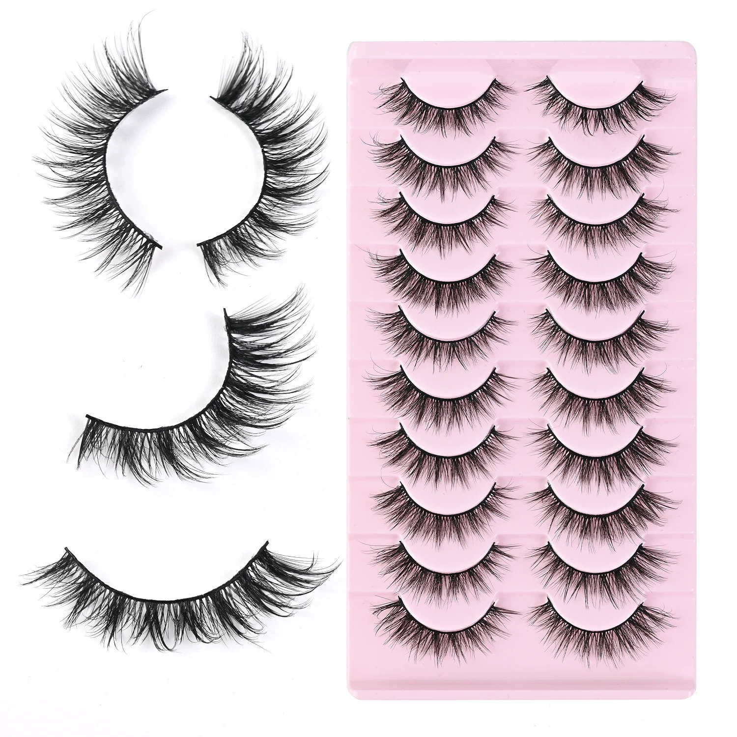 New 10 Pairs 3D Mink Lashes False Eyelashes Handmade Wispy Fluffy Long Lashes Natural Eye Makeup Tools Eye Lashes view 3