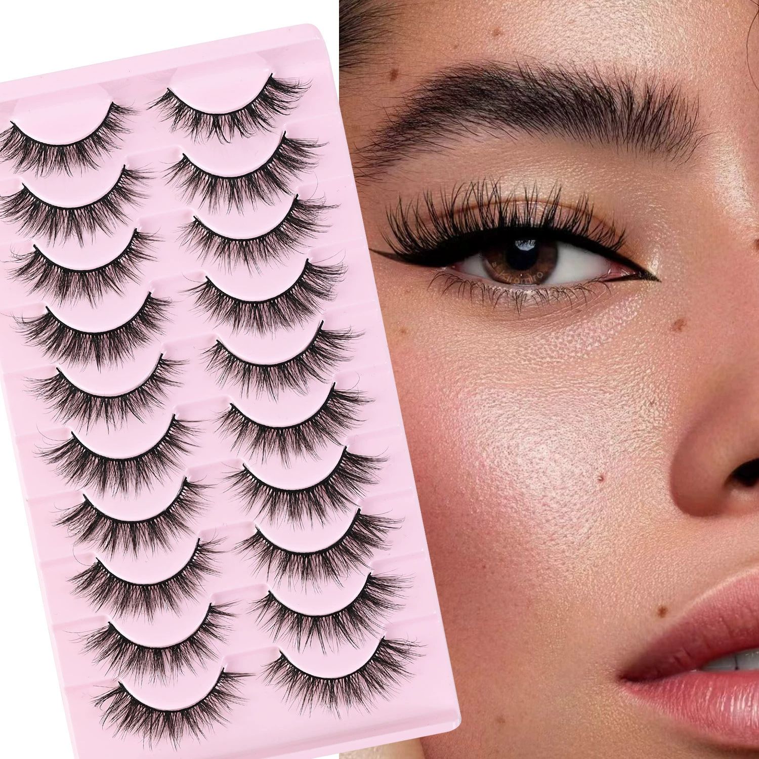 New 10 Pairs 3D Mink Lashes False Eyelashes Handmade Wispy Fluffy Long Lashes Natural Eye Makeup Tools Eye Lashes