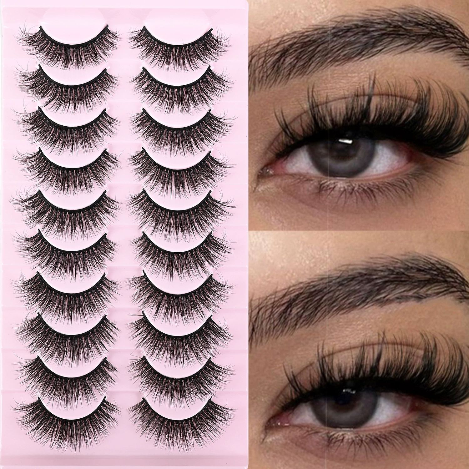 Natural Lashes Wispy Lashes Natural Look False Eyelashes Natural Flared Eyelashes False Eye Lashes Soft Fluffy Lashes  10 Pairs