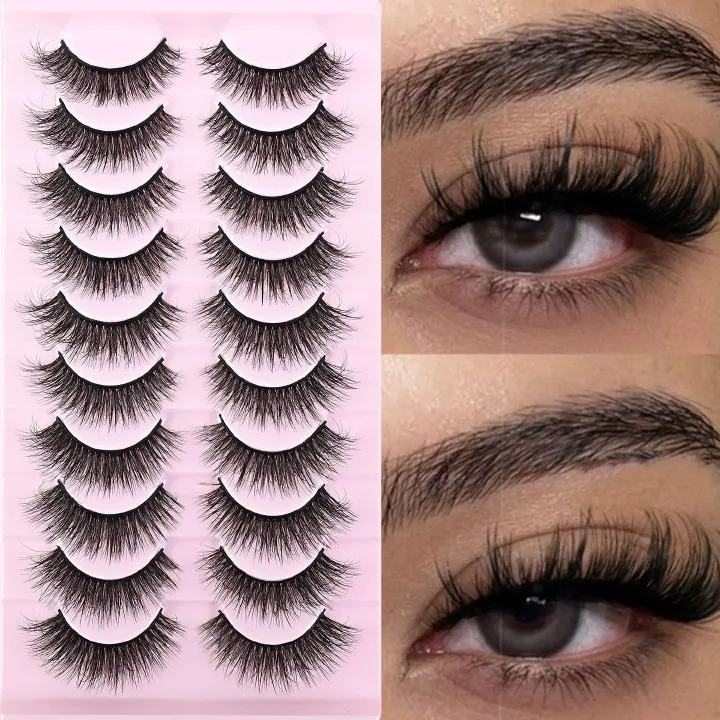 Natural Lashes Wispy Lashes Natural Look False Eyelashes Natural Flared Eyelashes False Eye Lashes Soft Fluffy Lashes  10 Pairs