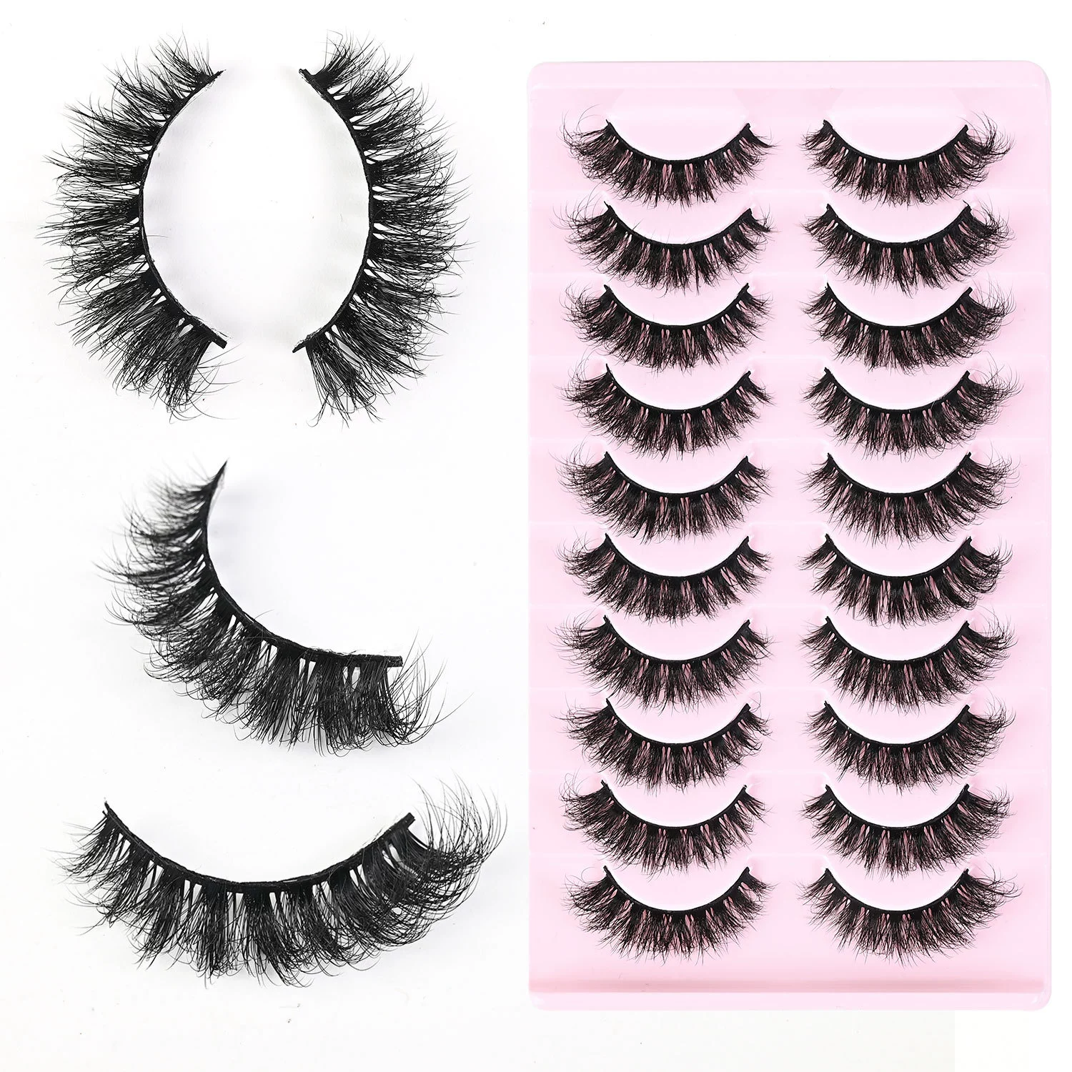 Natural Lashes Wispy Lashes Natural Look False Eyelashes Natural Flared Eyelashes False Eye Lashes Soft Fluffy Lashes  10 Pairs