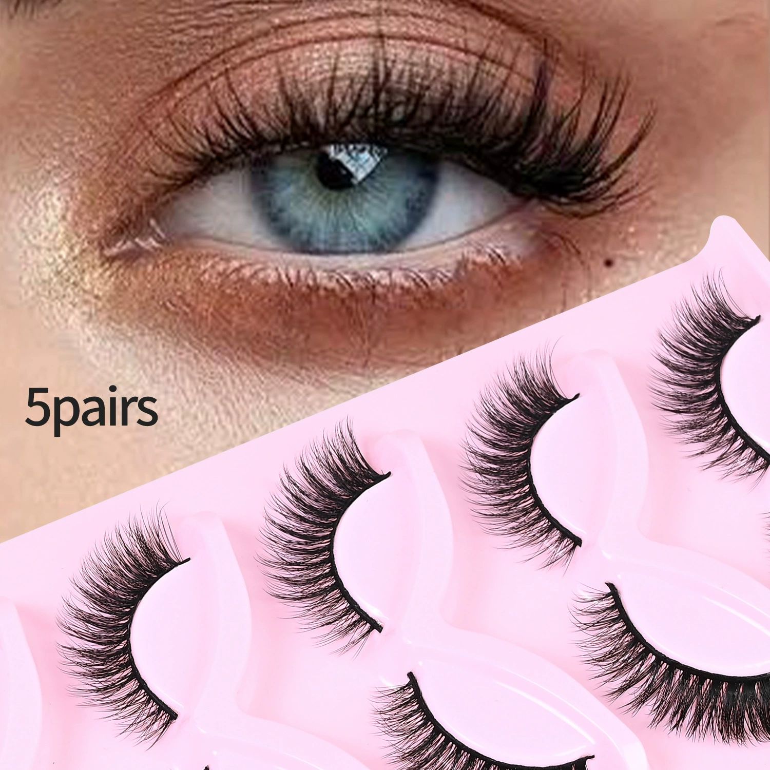 Cat Eye Lashes Natural Look Fox False Eyelashes Gorgeous Wispy & Lightweight Faux Mink Lashes for Doll Eye Makeup 5 Pairs Pack (Charming) view 2