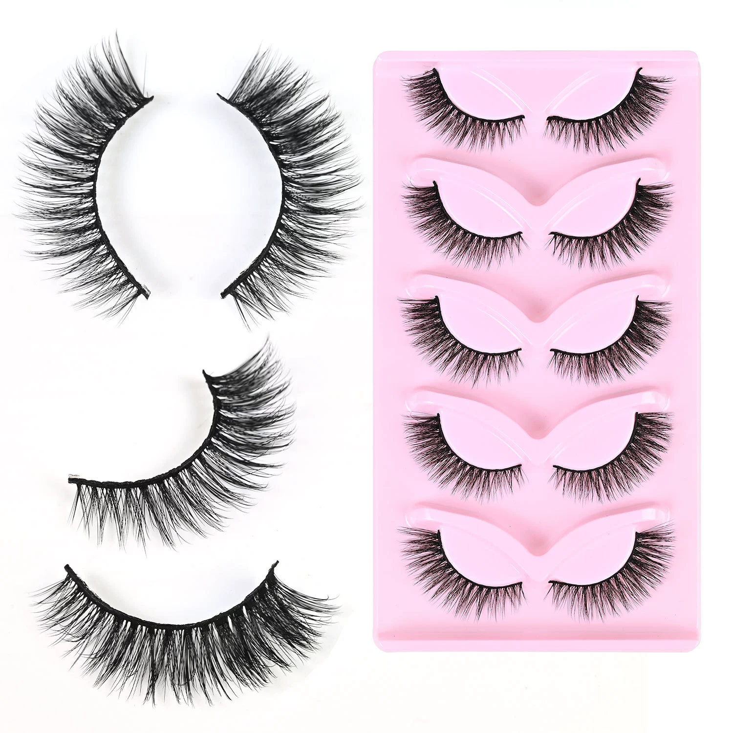 Cat Eye Lashes Natural Look Fox False Eyelashes Gorgeous Wispy & Lightweight Faux Mink Lashes for Doll Eye Makeup 5 Pairs Pack (Charming) view 3