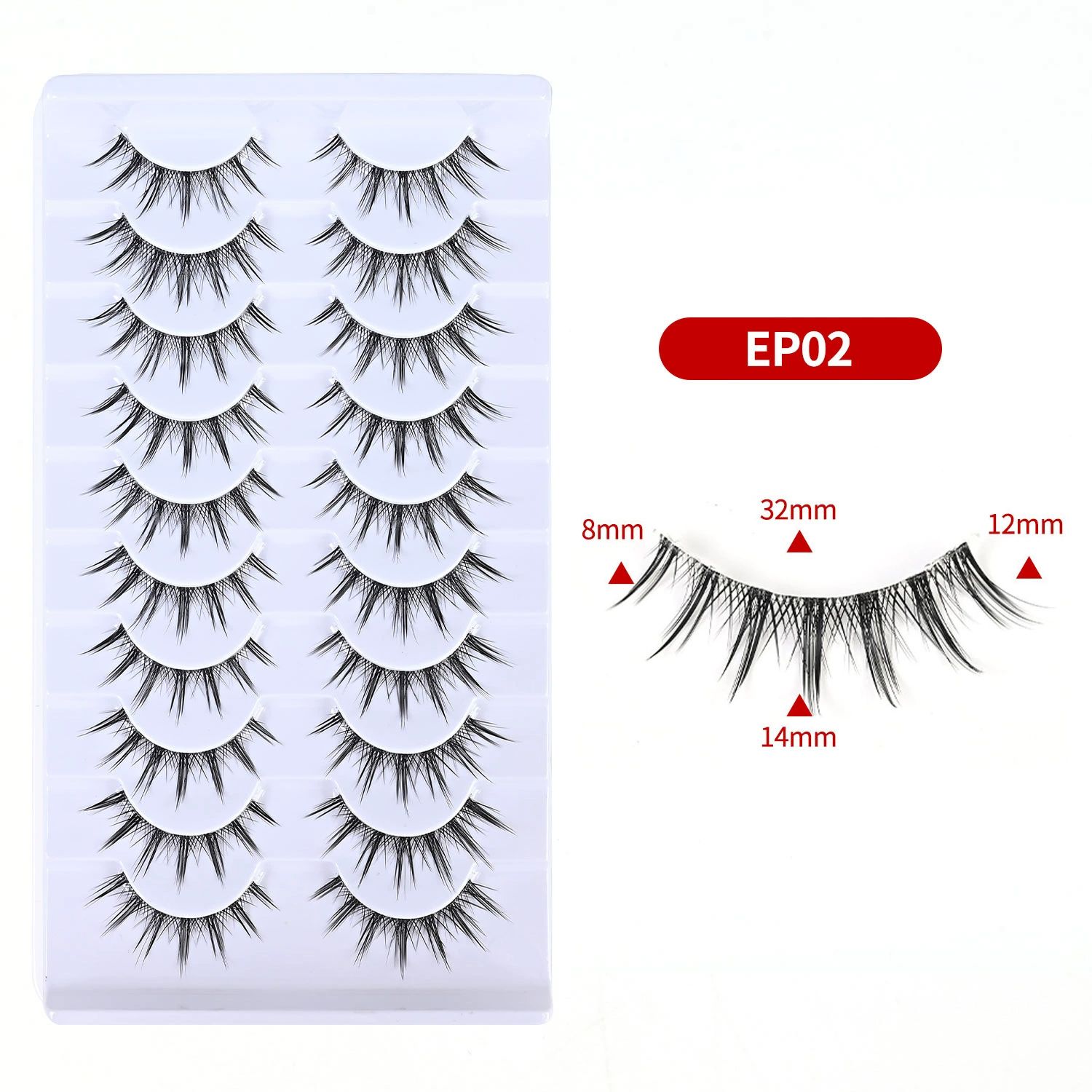 Manga Lashes Fluffy Faux Mink Lashes Natural Look 10 Pairs Asian False Eyelashes Pack Look Like Individual Clusters view 6