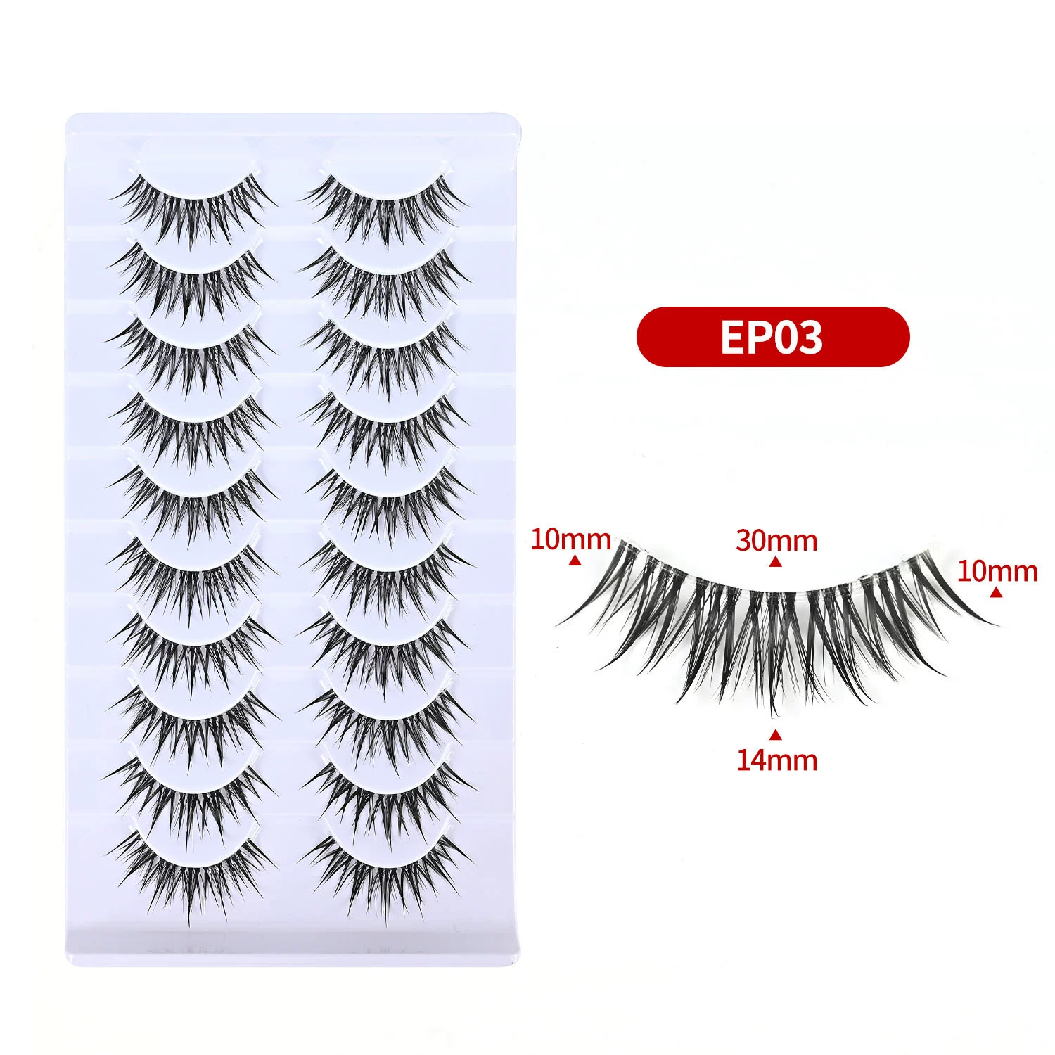 Manga Lashes Fluffy Faux Mink Lashes Natural Look 10 Pairs Asian False Eyelashes Pack Look Like Individual Clusters view 7