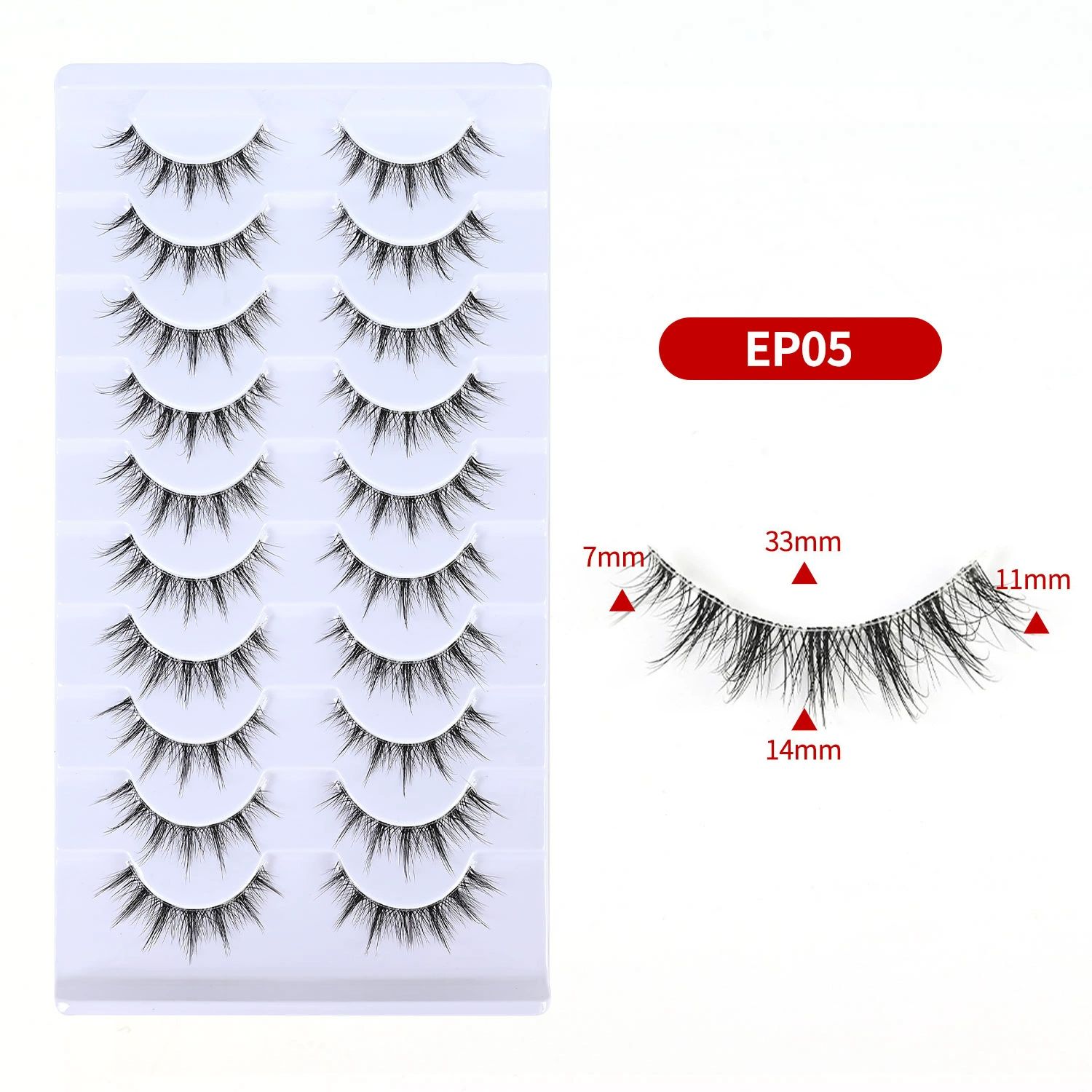 Manga Lashes Fluffy Faux Mink Lashes Natural Look 10 Pairs Asian False Eyelashes Pack Look Like Individual Clusters view 9