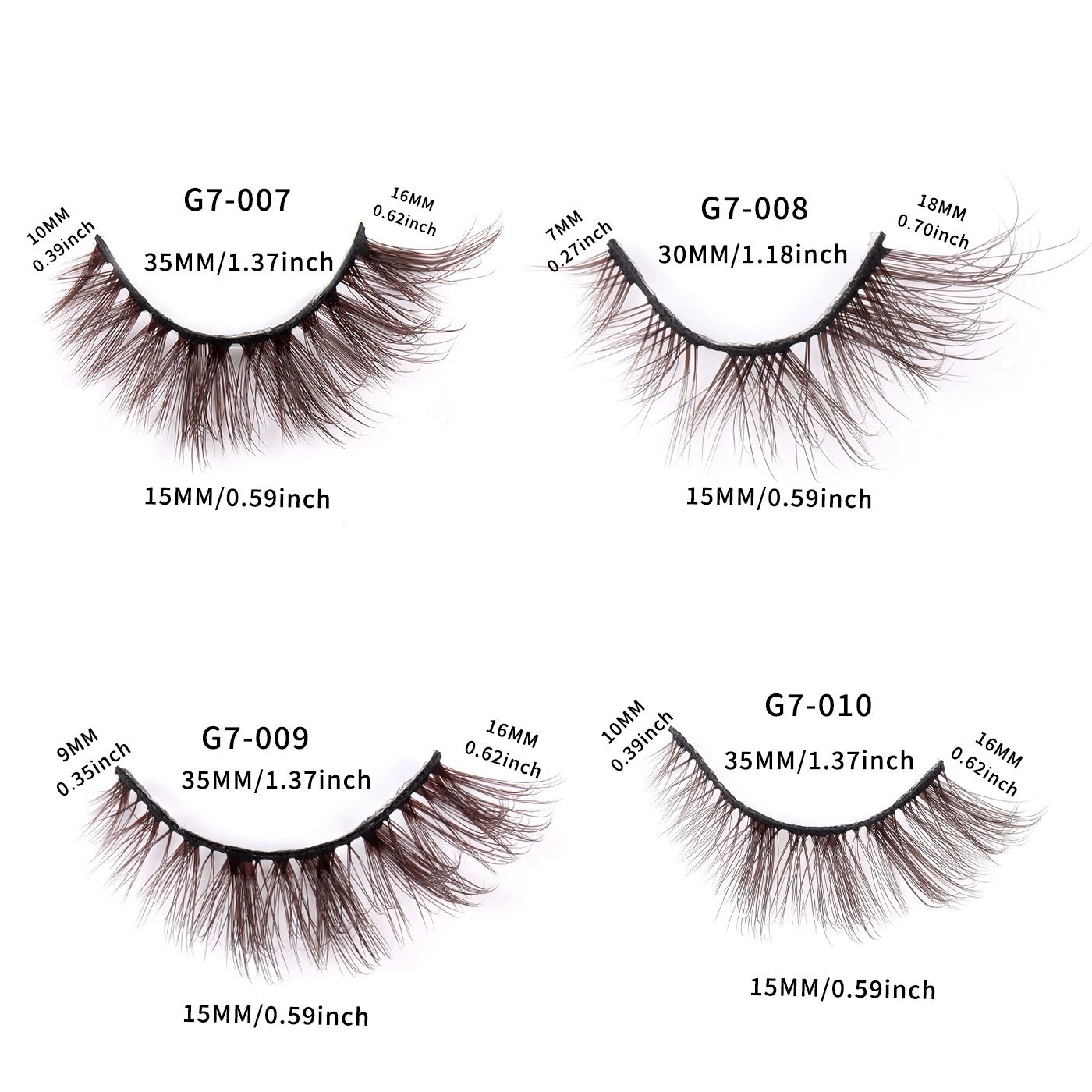 Brown Eyelashes Fairy Lashes Cat Eye Wispy False Eyelashes Strip Lashes Mink Flutter Strip Lashes Brown Fox Eye Long Volume Fake Eyelashes 7 Pairs view 4