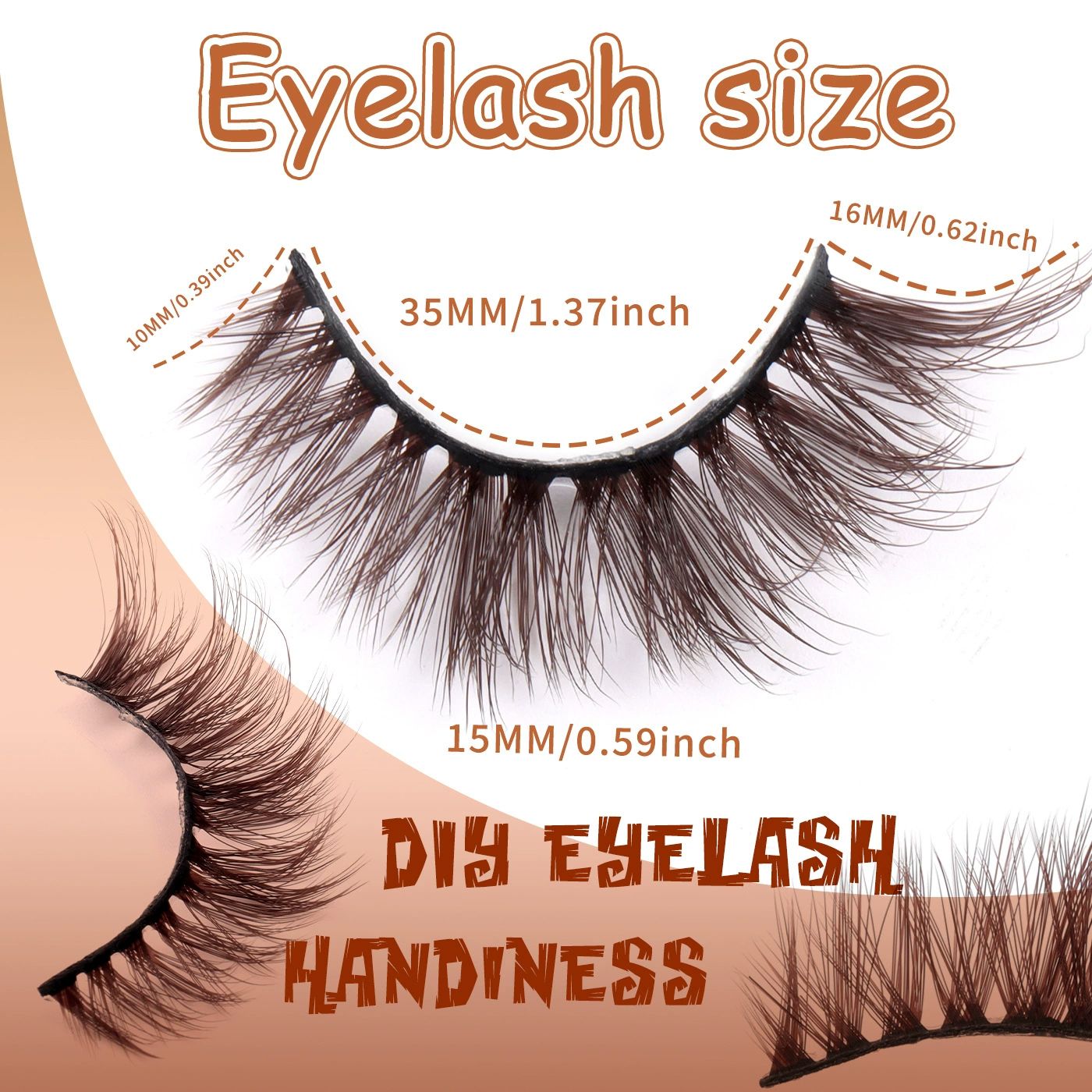 Brown Eyelashes Fairy Lashes Cat Eye Wispy False Eyelashes Strip Lashes Mink Flutter Strip Lashes Brown Fox Eye Long Volume Fake Eyelashes 7 Pairs view 2