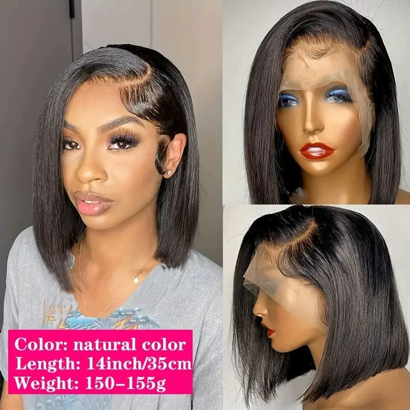Bob Lace Front Wig Women 12 Inch Short Straight Bob Frontal Wigs  Hd Transparent Lace 200% Density Glueless Bob Wigs for Black Women