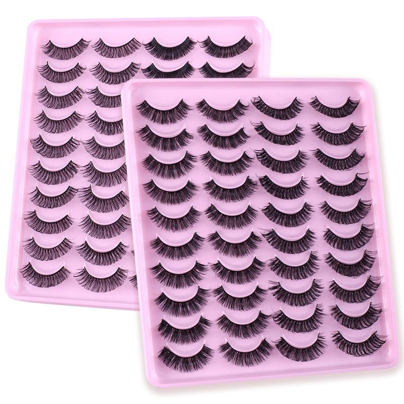 TNFVLONEINS False Eyelashes Natural Mink Lashes Fluffy Wispy Cat Eye Lashes Natural Look 5D Extension Faux Mink Eyelashes Pack 12-18MM Strip Fake Eyelashes 20 Pairs 3 Styles
