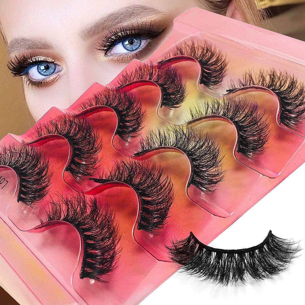 New Handmade 3D Mink Eyelashes Curled Winged Natural Realistic Messy End Eye Elongated Thick False Eyelashes Soft Fake Eyelashes