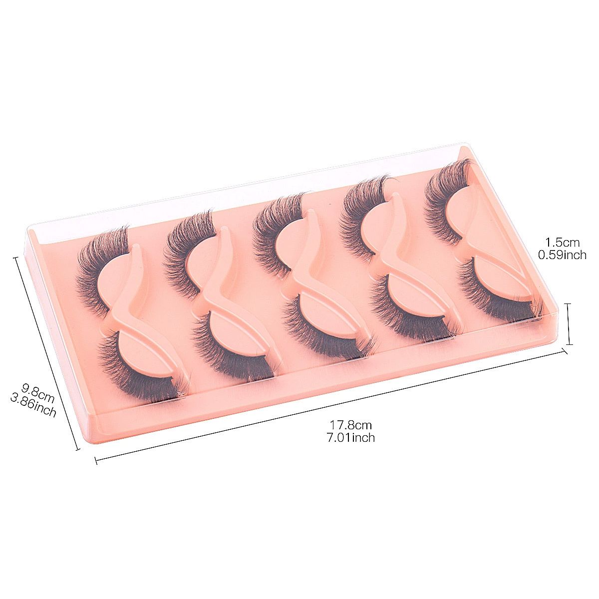 3D Mink False Eyelashes Natural Look 5 Pairs Wispy Fluffy Style Yellow Tray Cat view 5