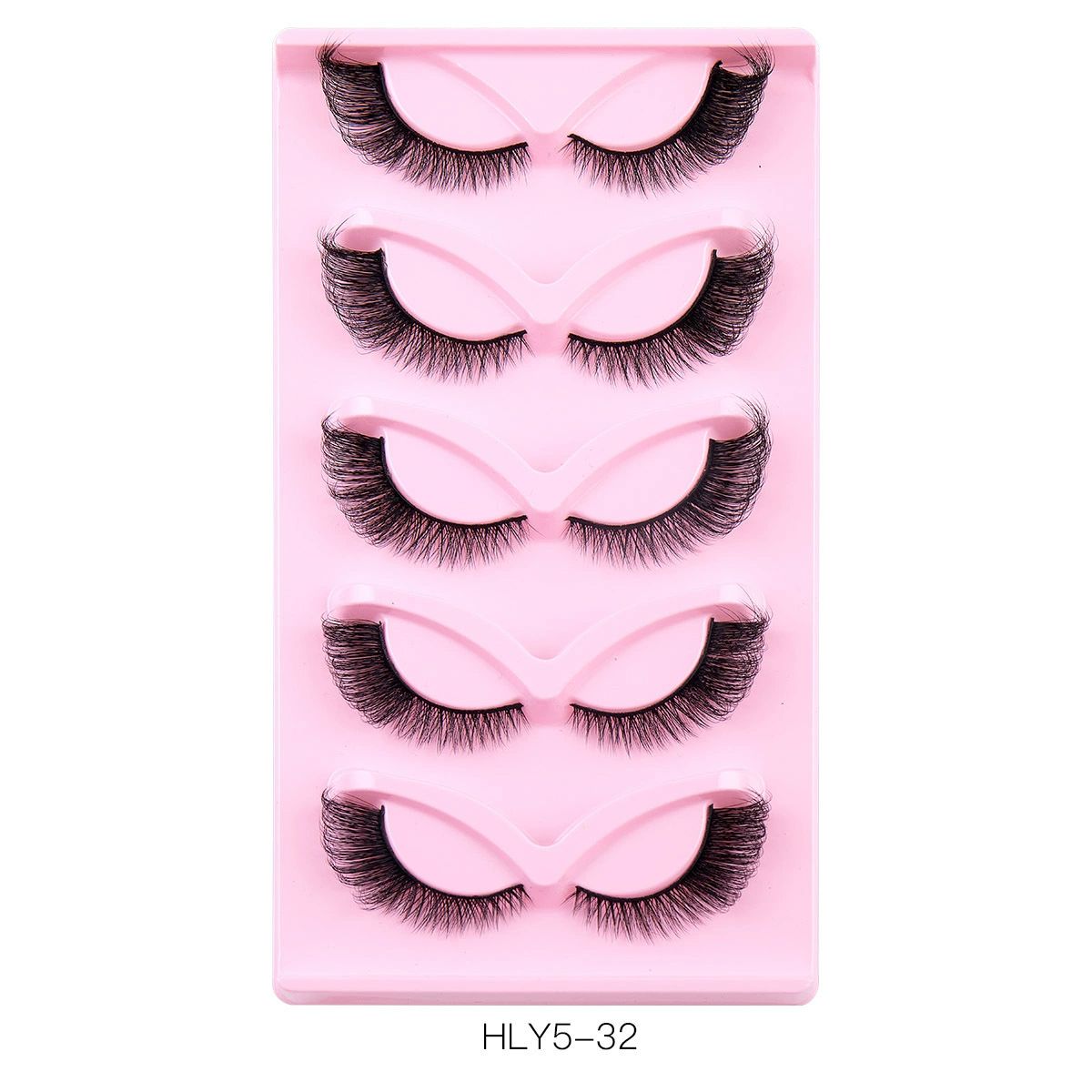 3D Mink False Eyelashes Natural Look 5 Pairs Wispy Fluffy Style Yellow Tray Cat view 7
