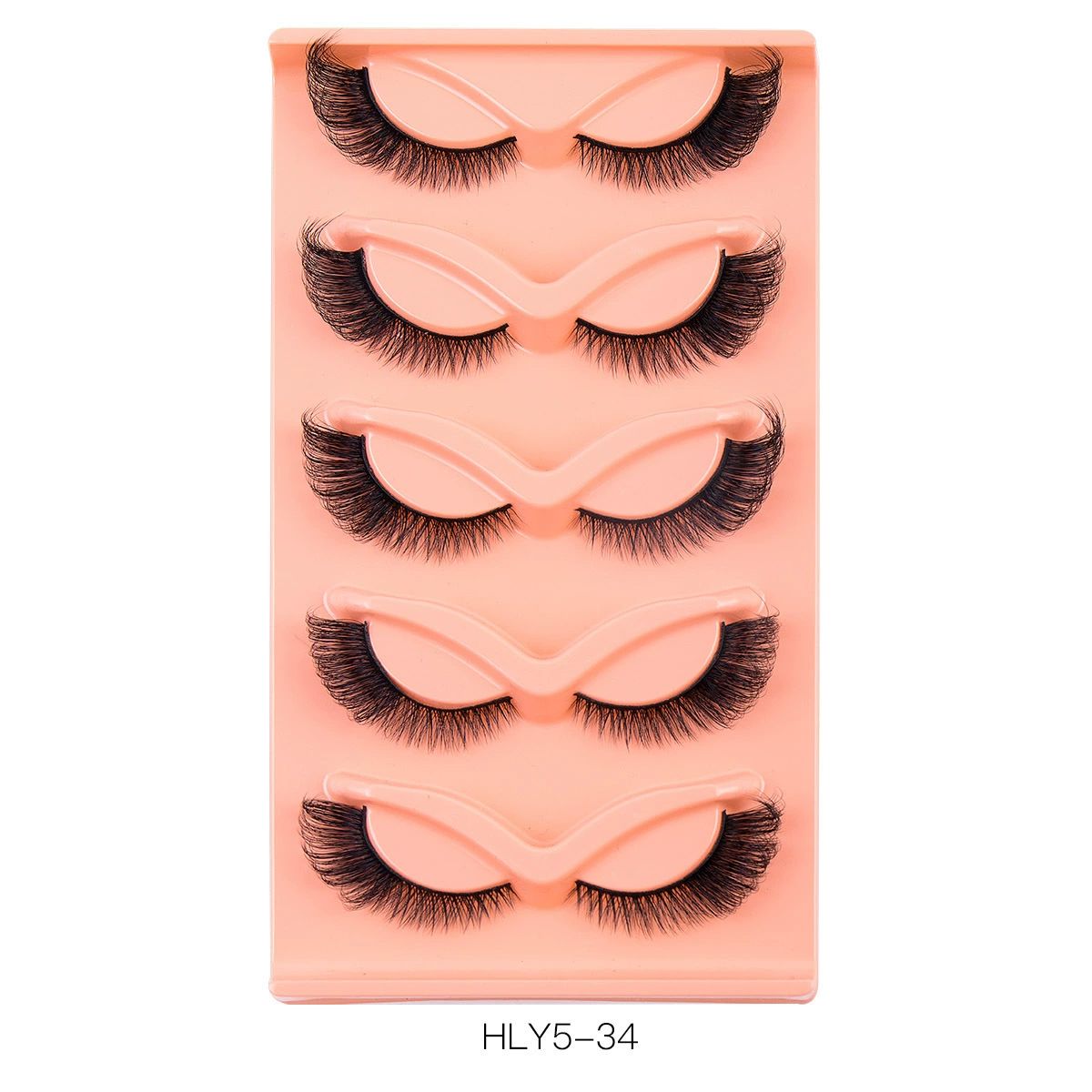 3D Mink False Eyelashes Natural Look 5 Pairs Wispy Fluffy Style Yellow Tray Cat view 9