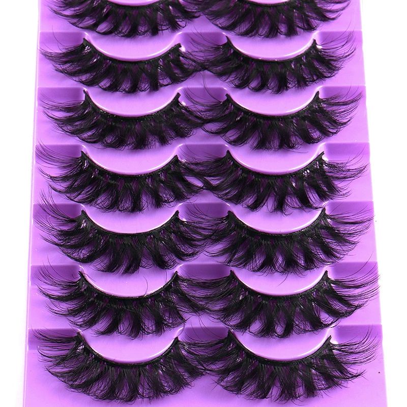 False Eyelashes,18mm Wispy Lashes,Fluffy Cat Eye Lashes,Thick Soft Curly Fake Creates a Darker,Fuller Look Lashes Natural Look,7 Pairs Pack (Thick) view 3