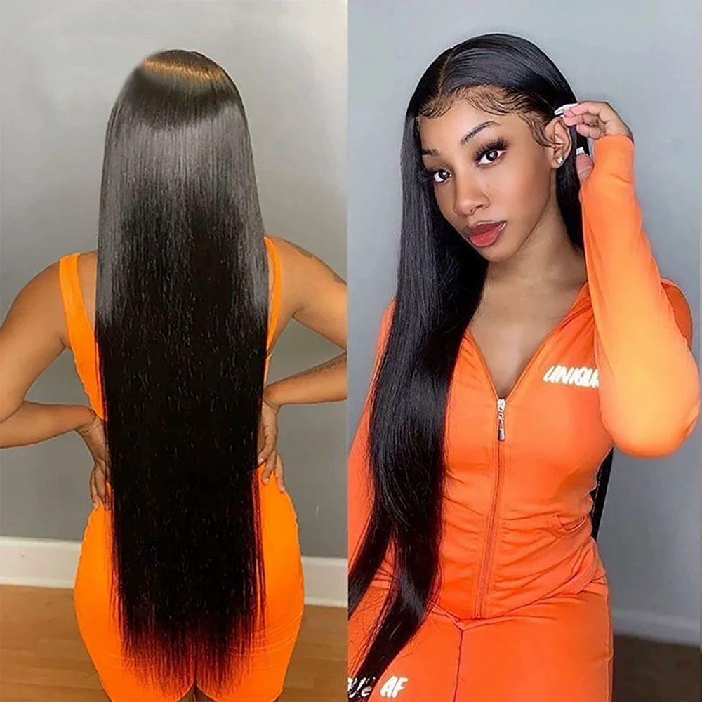 24 Inch Lace Front Wigs Human Hair Straight Wear and Go Glueless Wigs Human Hair Pre Plucked Pre Cut T Part HD Lace Front Wig 180% Density Black Layered Wig
