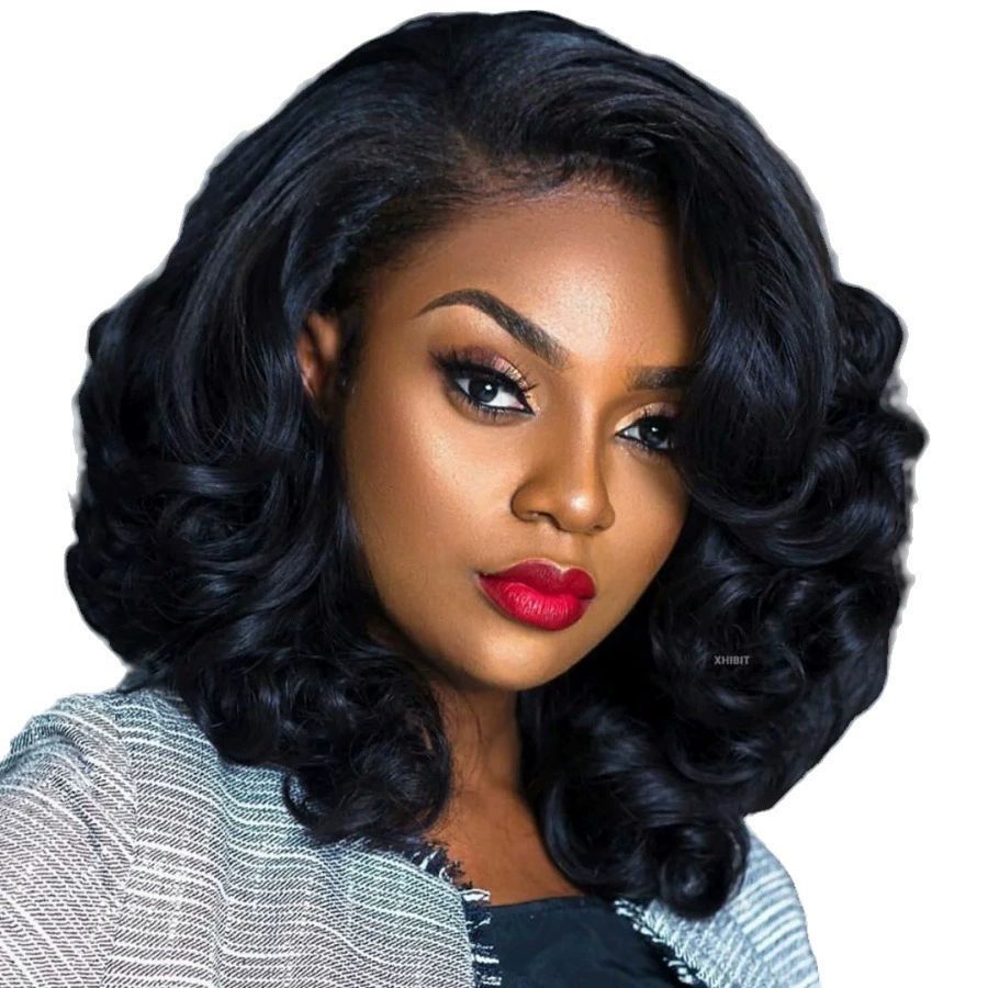 100% Human Hair Wigs Loose Wave Glueless Lace Front 12 Inches, Pre Cut Plucked Hd Lace Short Wig Ready To Go Natural Color Straight Bleached Knots Side Part Black Wigs
