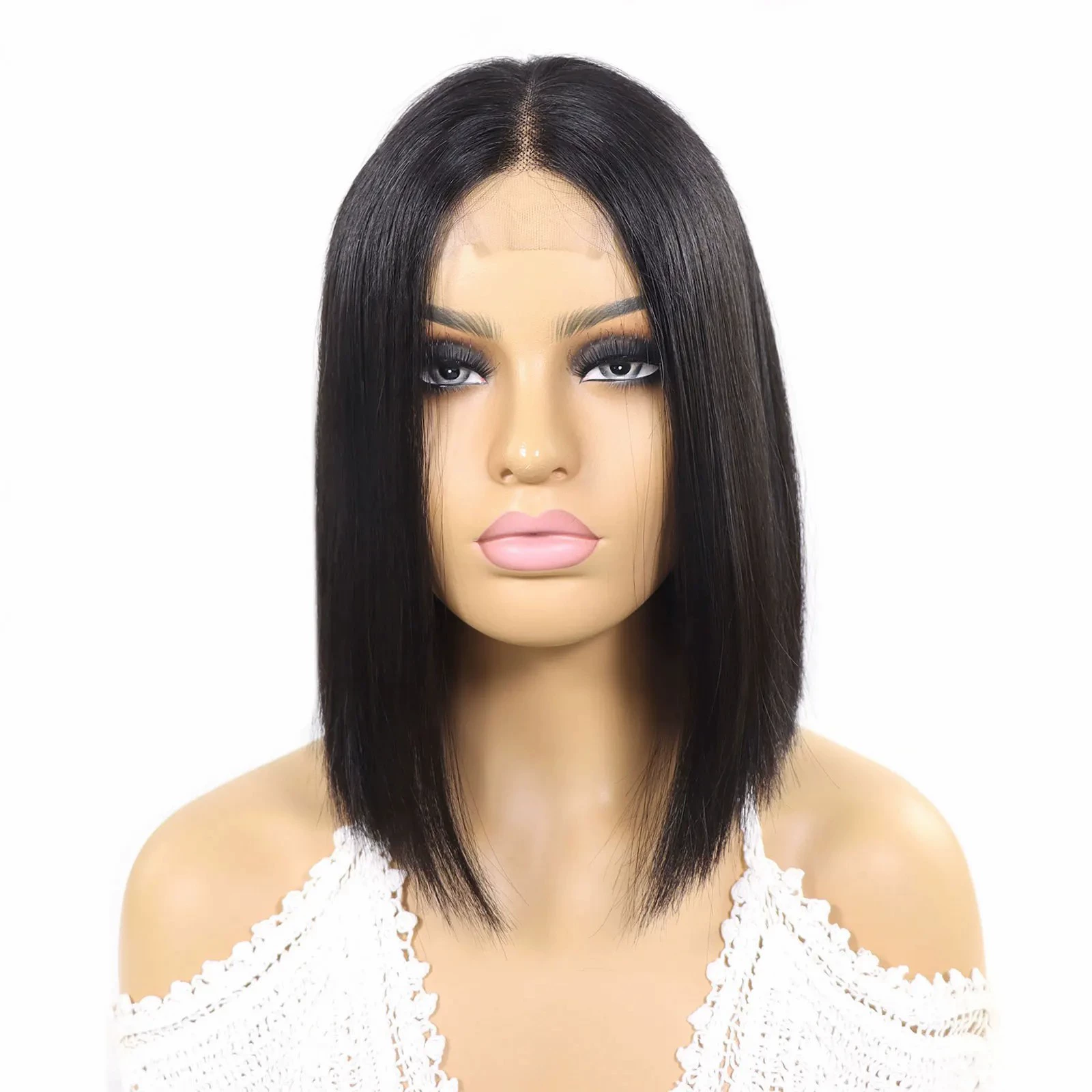 Glueless Short Bob Wig Human Hair, Upgraded 2x6 HD Lace Closure Wig 100% Virgin Vietnamese Hair, No Chemical Process Odor-Free, Pre Plucked Pre Cut Wear n' Go Wig Pre Bleached Knots Natural Black