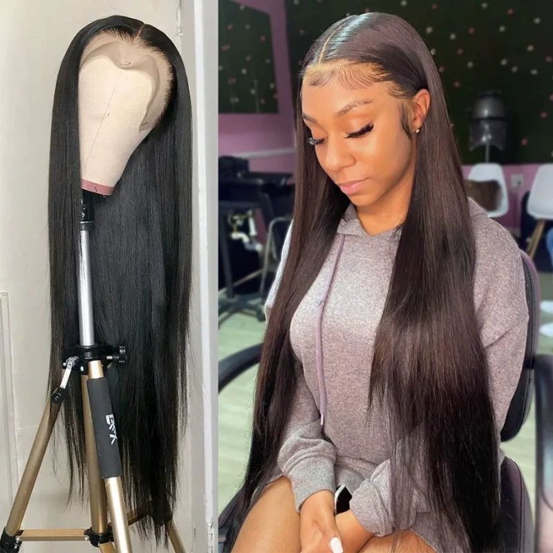 13x4 HD Lace Closure Wigs Human Hair Glueless Straight HD Lace Front Wigs Human Hair Pre Plucked 180 Density Wigs (30 Inch)