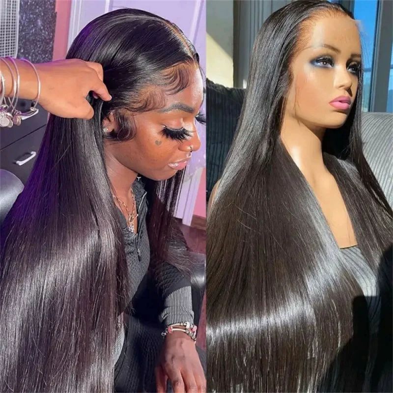 13x4 HD Lace Closure Wigs Human Hair Glueless Straight HD Lace Front Wigs Human Hair Pre Plucked 180 Density Wigs (30 Inch)