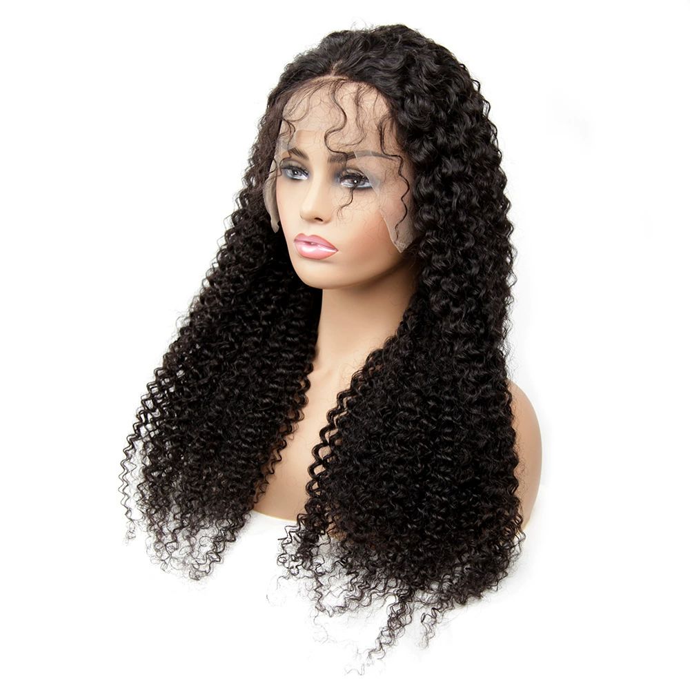 HD Lace Front Human Hair Wigs for Black Women Glueless Lace Front Wig 13x4 Kinky Curly Lace Front Wig Human Hair Pre Plucked Hairline Brazilian Hair Natural Color (26inch, Curly Wig)