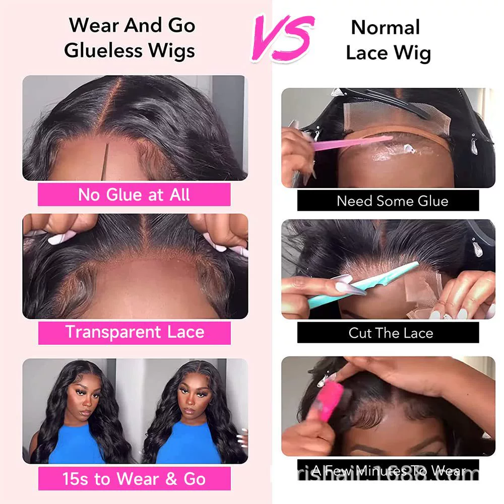 13x4  Wear and Go Glueless Wigs Human Hair Pre Plucked Pre Cut 5x5 HD Body Wave Lace Closure Wigs for Women 180 Density Ready to Go  Closure Wig Easy Install Natural Black 26inch